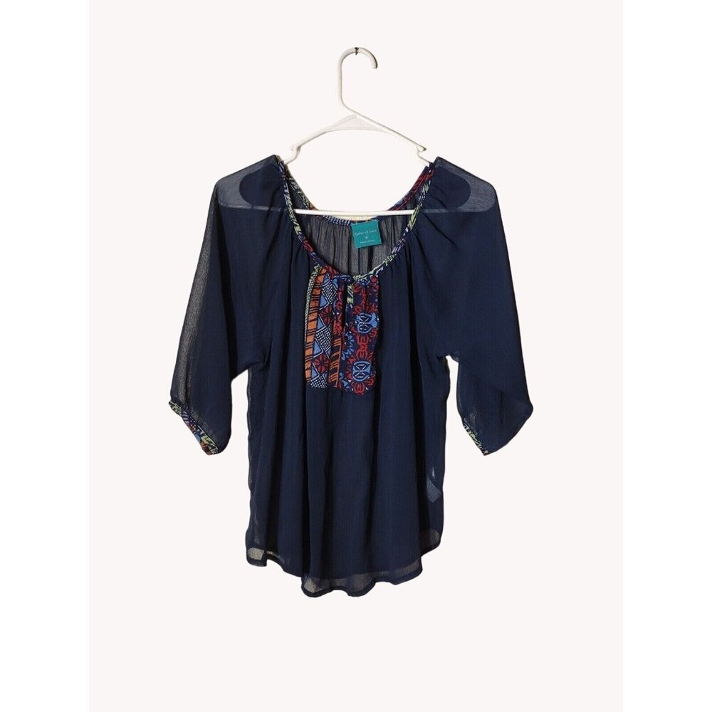 Color Of Love Top Medium Sheer Half Sleeve Colorful Festive